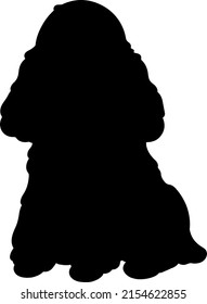 Silhouette of adorable simple English Cocker Spaniel sitting in front view