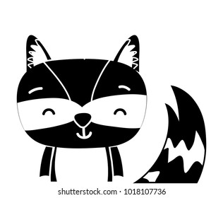 silhouette adorable and smile raccoon wild animal