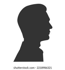 Silhouette of an adult man face. Outlines man in profile. Vector illustration isolated on white background