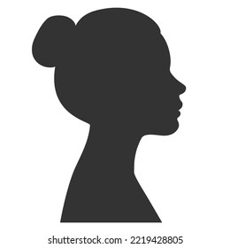 Silhouette de la cara de una mujer adulta. Describe a la mujer en perfil. Ilustración del vector aislada en fondo blanco