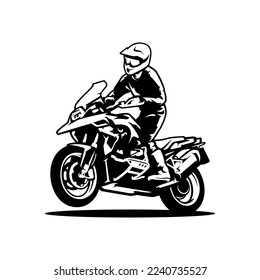 silhouette of adventure motorcycle illustration logo vector