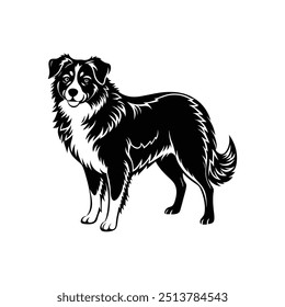 Silueta del diseño afectuoso del Clipart del Vector del perro del pastor australiano