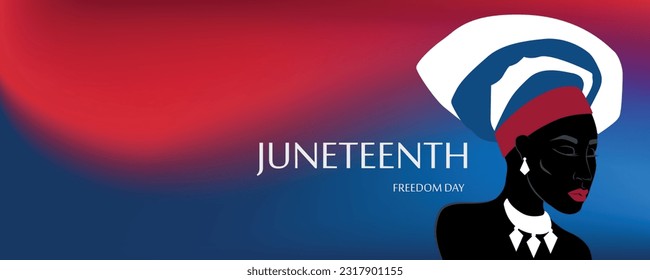 Silhouette of African American woman with headdress. Freedom, patriotism and equality concept. Black history month. EPS10 vector.