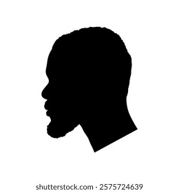 Silhouette of African American young man face profile, black man vector illustration