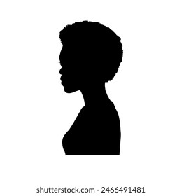 silhouette of african american young woman face profile, black women - vector illustration