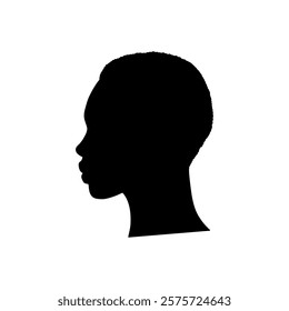 Silhouette of African American young woman face profile, black woman vector illustration