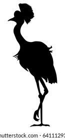 silhouette of African crowned crane