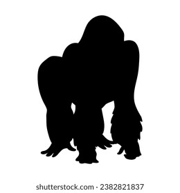 Silhouette of an African savanna animal primate, gorilla, chimpanzee. Vector graphics.