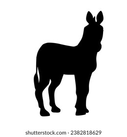 Silhouette of African savanna animal zebra. Vector graphics.