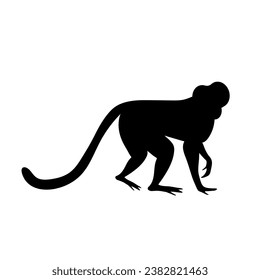 Silhouette of an African savannah primate animal, monkey. Vector graphics.