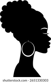 Silhouette of an African woman with earrings.