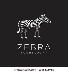 Silhouette african zebra Logo Icon on a Black background Design vector Stock Illustration