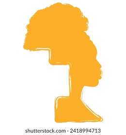 Silhouette of afro american girl character Vector illustration