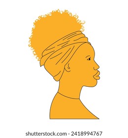 Silhouette of afro american girl character Vector illustration