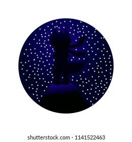 Silhouette against the starry sky, dreamer.