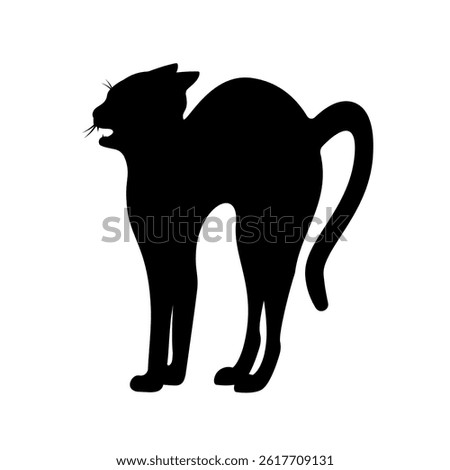 Silhouette of an aggressive cat that hisses, isolated on a white background.Vector illustration of a pet.
