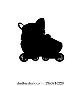 Silhouette of aggressive inline roller skates. Vector black and white illustration. Cutout isolated object. Sports goods elements.