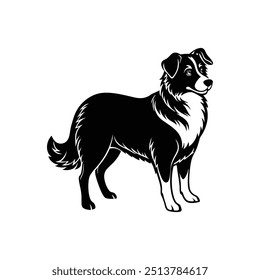 Silueta del diseño ágil del Clipart del Vector del perro del pastor australiano