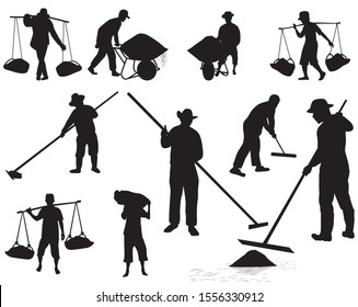 silhouette agriculturist cartoon shape vector design