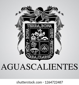 Silhouette of Aguascalientes Coat of Arms. Mexican State. Vector illustration