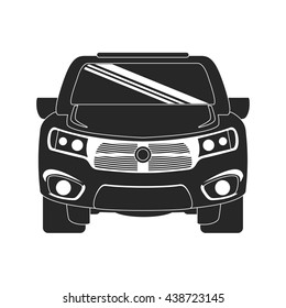 Silhouette of ahead automobile car. Transportation icon. vector 