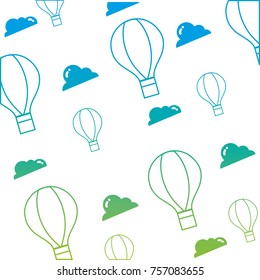 silhouette air balloon fly background design