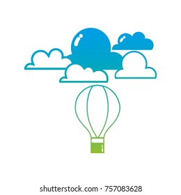 silhouette air balloon fly with cloud natural weather