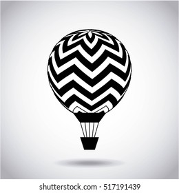 silhouette of air balloon vehicle. white and black design. vector illustration