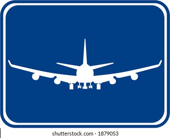 Silhouette of a air plane with a blue background.