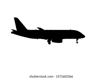 silhouette of the aircraft coming in to land with the landing gear released