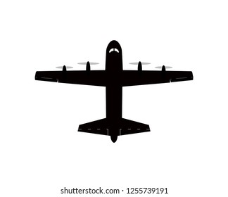 Silhouette of an airplane from PlayerUnknown’s Battlegrounds (PUBG),  View from the top, Vector illustration PUBG airplane.