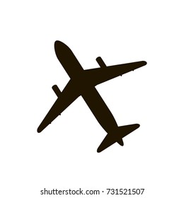 silhouette of airplane. black vector icon on white