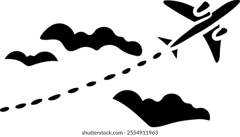 Silhouette of airplane and clouds , travels silhouette