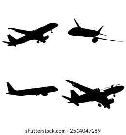 Silhouette airplane collection vector illustration.