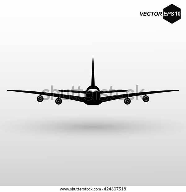 Silhouette Airplane Icon Eps 10 Vector Stock Vector Royalty Free