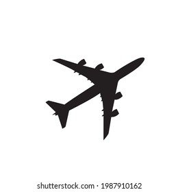 Silhouette of airplane on white background.