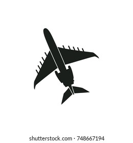 Silhouette of airplane. Vector illustration.