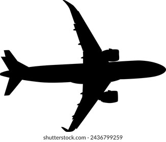 Silhouette airplane vector illustration on white background