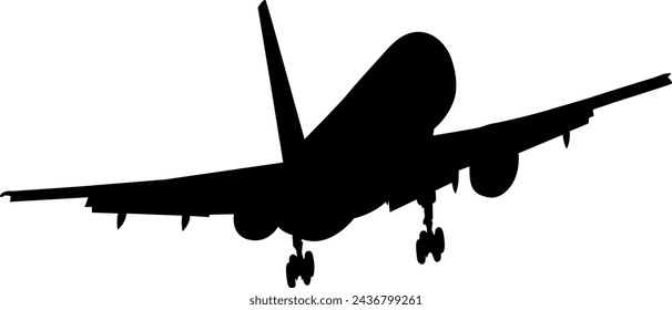 Silhouette airplane vector illustration on white background