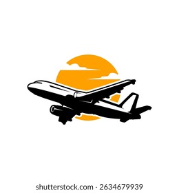 silhouette of airplane vector illustration in the sky