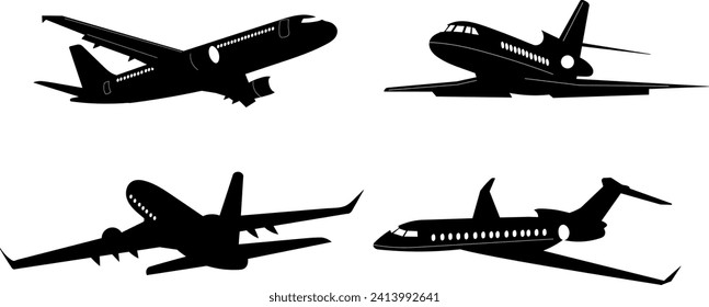 silhouette of airplanes on a white background vector