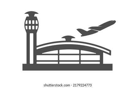 Silhouette of the airport building. Vector illustration for creative design. Flat style