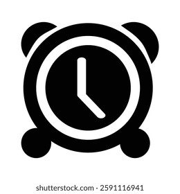 Silhouette alarm clock icon vector illustration.