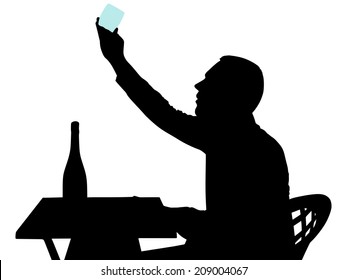 Silhouette of alcoholic drunk man, vector