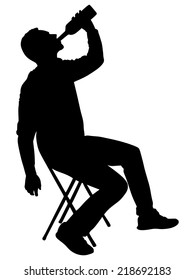 Silhouette of alcoholic drunk man, vector  svg