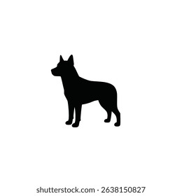 Silhouette: Alert Dog Standing with Ears Perked Up  Attentive Canine