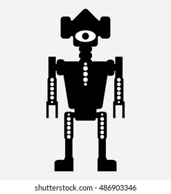 silhouette of alien robot, vector robot icon