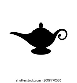 silhouette alladin magic lamp vector isolated white background