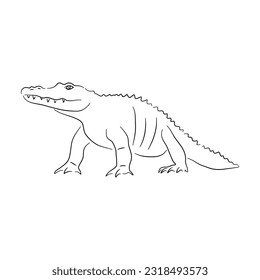 Silhouette of a Alligator made in sketch style. Vector illustration.