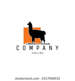 silhueta alpaca logo. design de vetor de ilustração premium olhando do lado com um crepúsculo deslumbrante. melhor para logotipo, emblema, emblema, ícone, design de adesivo. disponível em eps 10